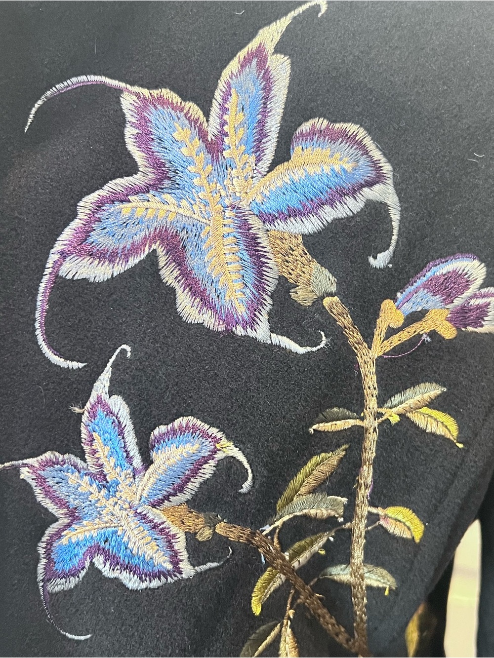 Vintage NWT 90s XOXO Embroidered Cashmere Wool Blend Coat Botanical Fairycore S - Picture 3 of 14